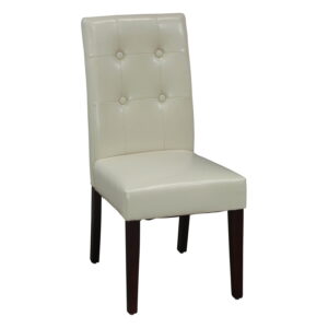 Marshall Used Faux Leather High Back Chair with Espresso Wood, Ivory