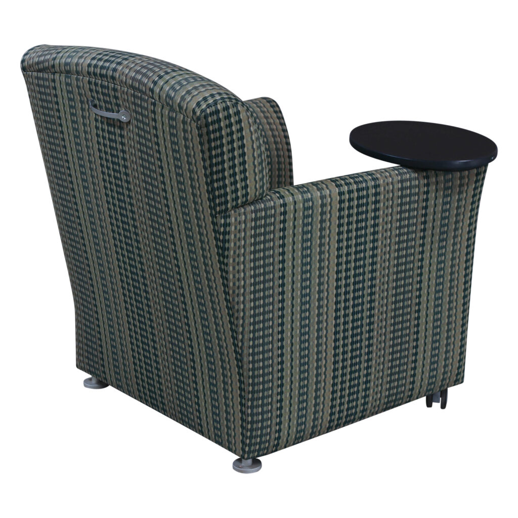 Global Upholstery Used Reception Chair w Tablet, Green Multiline Pattern National Office