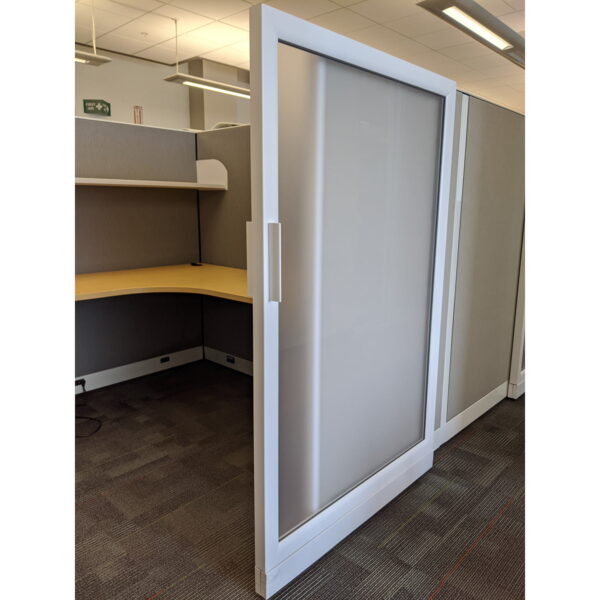 8x6 Knoll Morrison Used Cubicle w Sliding Door, Gray Sold in Pods