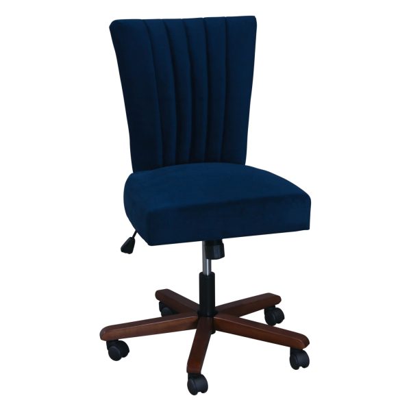 Emille Velvet Desk Chair, Navy - National Office Interiors and Liquidators