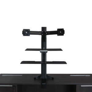 Ergotron WorkFit Used Sit-Stand Desktop w Dual Monitor Mounts, Black