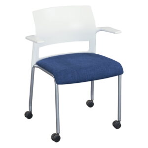 Steelcase Move Used Mobile Stack Chair with Arms, Admiral Blue
