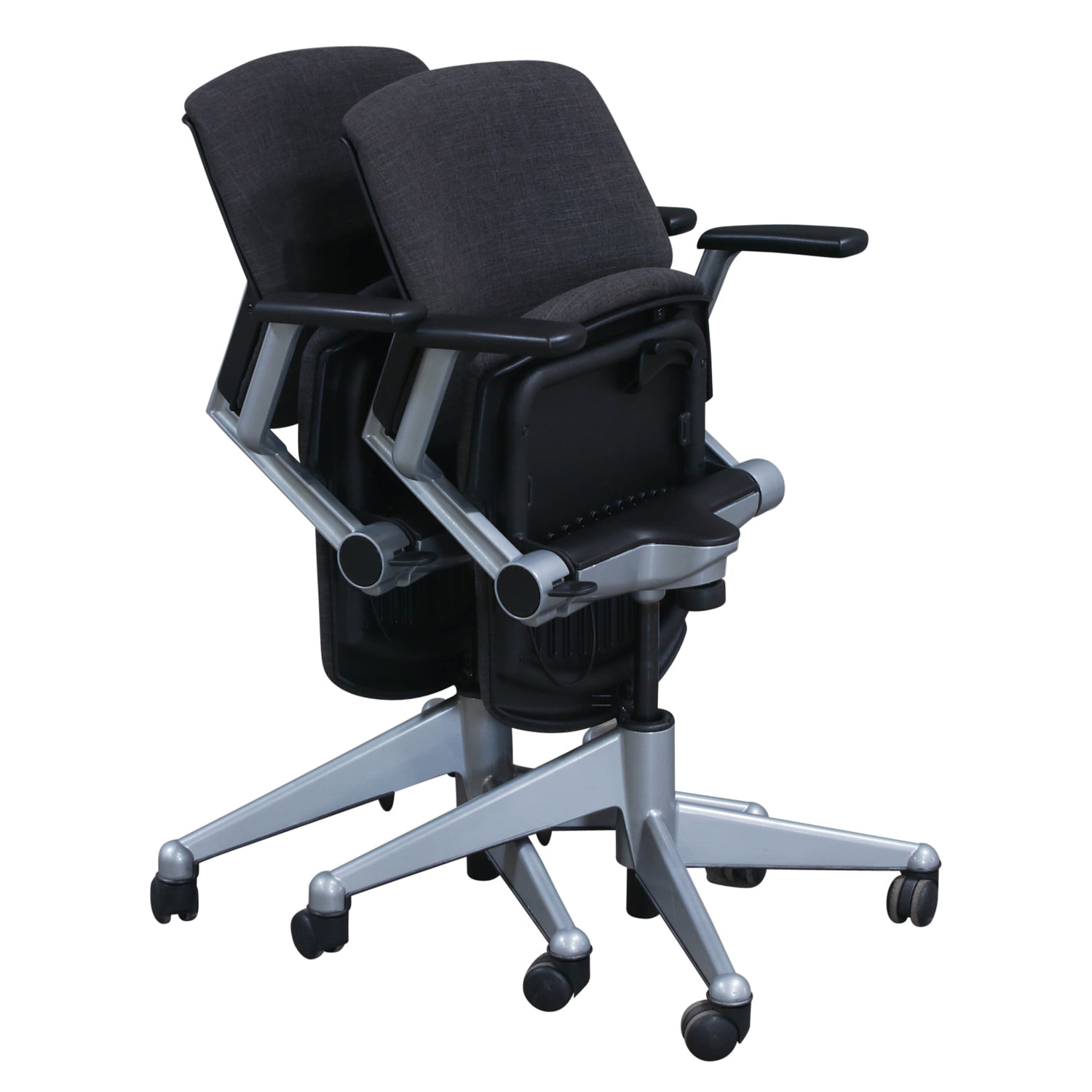 Steelcase Vecta Kart Used Nesting Chair with Silver Frame, Smoke