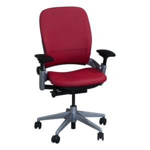 Steelcase Leap V2 Used PU Leather Platinum Task Chair, Lipstick Red