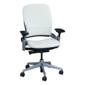 Steelcase Leap V2 Used PU Leather Platinum Task Chair, Snow White