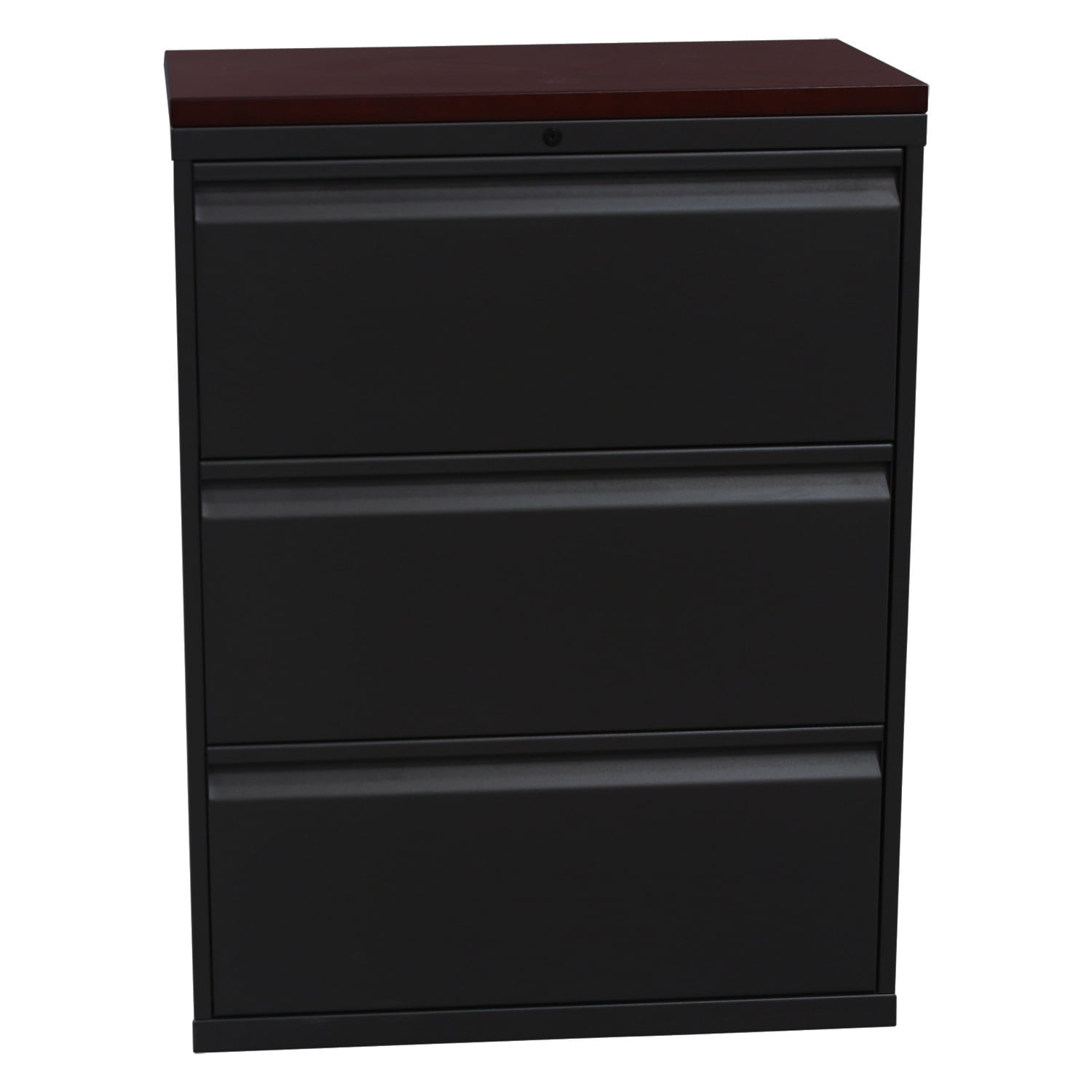 Knoll Calibre Used 3 Drawer Lateral File with Dark Cherry Top, Charcoal