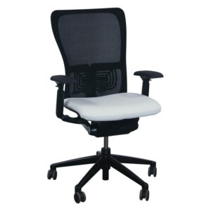 Haworth Zody Mesh Back Used PU Leather Task Chair, Snow White