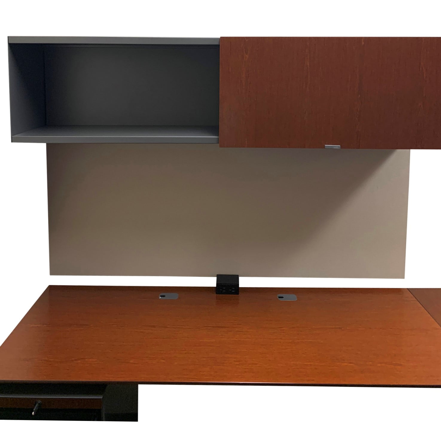 Knoll Used Veneer L Shape Executive Desk Set Left Return, Dark Cherry