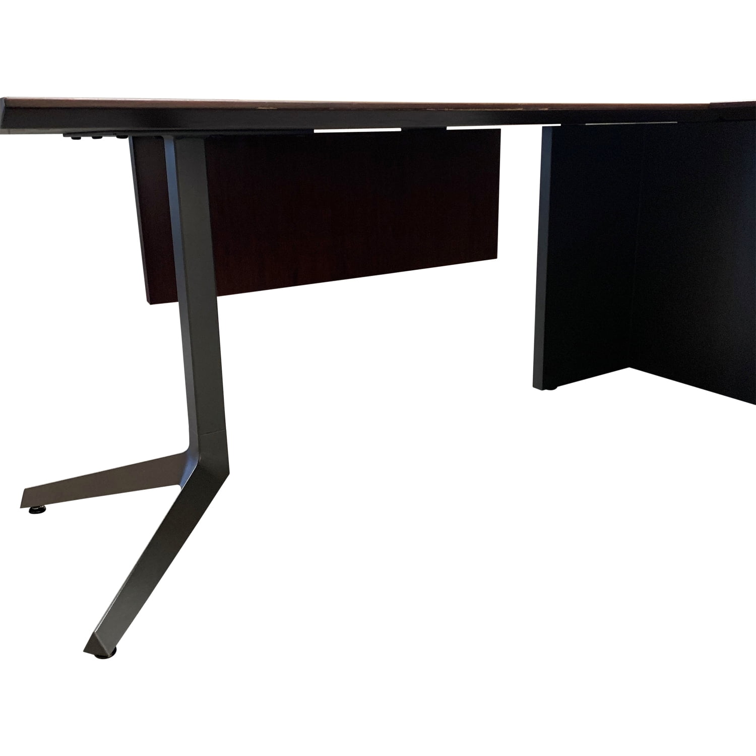 Knoll Used Veneer L Shape Executive Desk Right Return, Dark Cherry