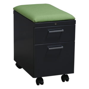 Allsteel Used Box, File Mobile Pedestal, Gray with Green Cushion