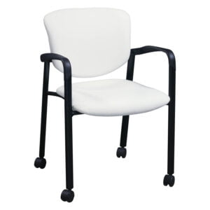 Haworth Improv Used Mobile PU Leather Stack Chair, Snow White