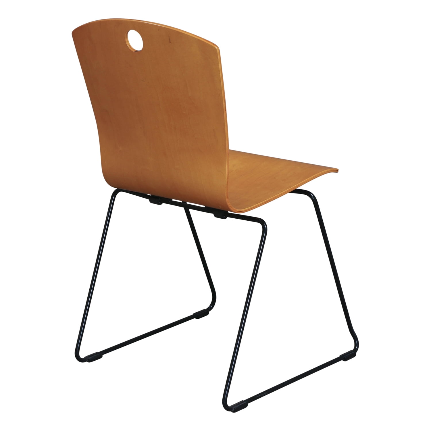 Leland Marquette Used Wood Stacking Chair w Circle, Cherry National