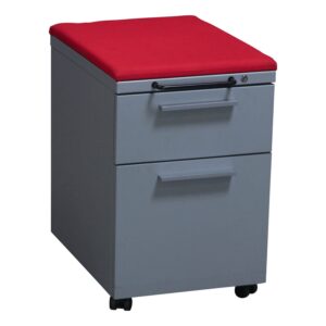 Herman Miller TU Used Mobile Box File Pedestal w Red Cushion, Gray