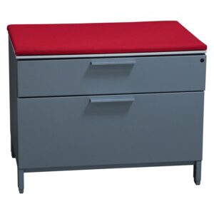 Herman Miller Used 2 Drawer 30 Inch Lateral File w Red Cushion, Gray
