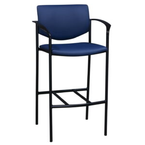Steelcase Player Used PU Leather Cafe Stool, Ocean Blue