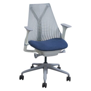 Herman Miller Sayl Used Gray Back Task Chair, Admiral Blue Seat