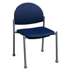 Fixtures Furniture Bola Used Armless PU Leather Stack Chair, Ocean Blue