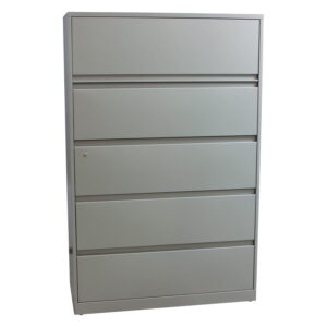 Steelcase 900 Used 5 Drawer 42 Inch Lateral File, Silver