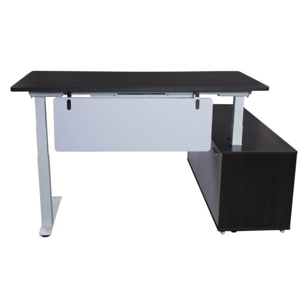 Sonoma Manager Lifting L-Shaped Laminate Desk with Left Return, Gray and White