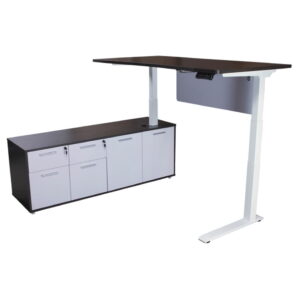 Sonoma Manager Lifting L-Shaped Laminate Desk with Left Return, Gray and White