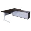 Sonoma Manager Lifting L-Shaped Laminate Desk with Right Return, Gray and White