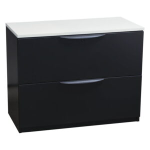 Haworth 36 In Used 2 Drawer Lateral File with White Laminate Top, Charcoal