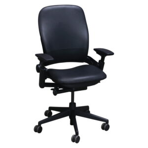 Steelcase Leap V2 Used Genuine Leather Task Chair, Black