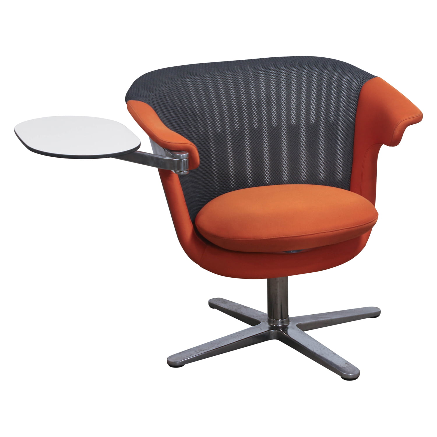 Steelcase i2i Used Mesh Lounge Chair with Tablet, Gray and Orange