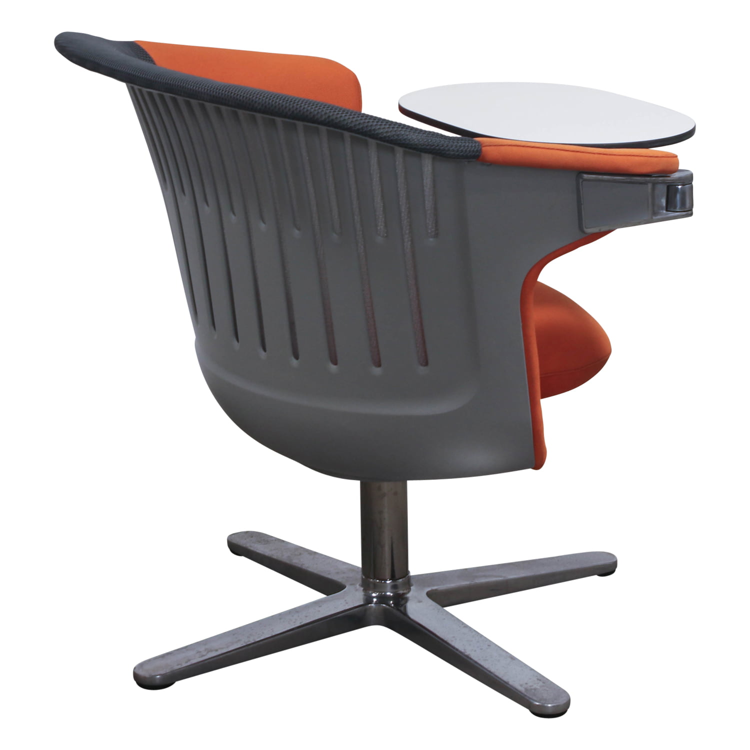 Steelcase i2i Used Mesh Lounge Chair with Tablet, Gray and Orange