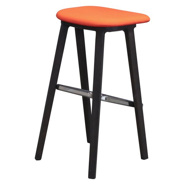 Used Stool with Cushion, Orange