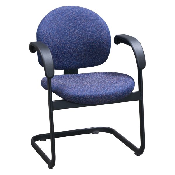 Evo Used Sled Base Side Chair, Navy Purple Pattern