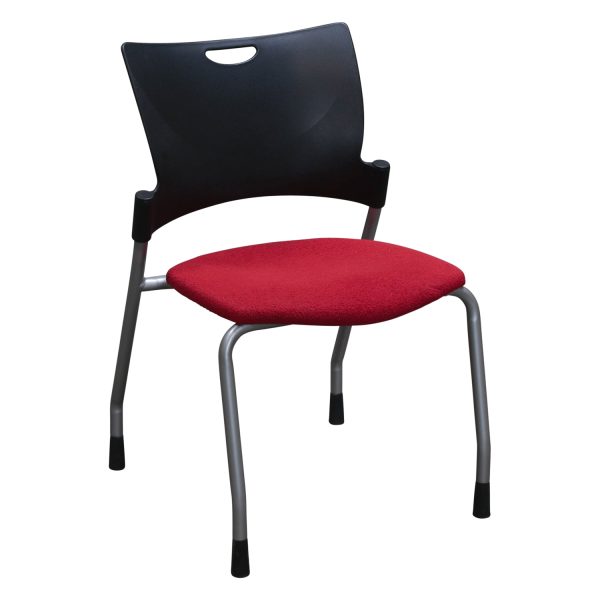 Used Stack Chair, Black and Red