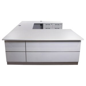 Westport Deluxe U-Shape Desk with 72 In Credenza Right Return, White