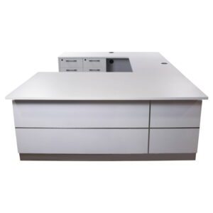 Westport Deluxe U-Shape Desk with 72 In Credenza Left Return, White