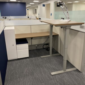 6x6 Haworth Compose Used Cubicle, Blue and Tan