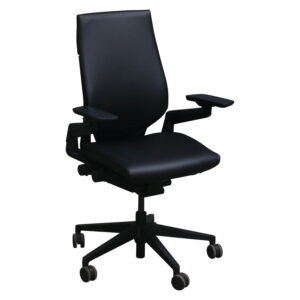 Steelcase Gesture Used Leather Task Chair, Satin Black