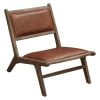 Used Natural Leather Reception Chair, Wood