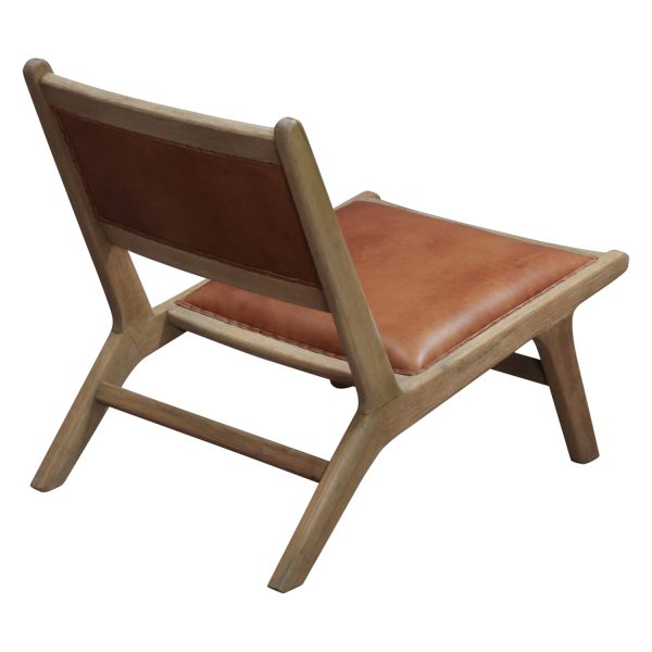 Used Natural Leather Reception Chair, Wood