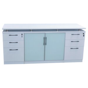 Westport Deluxe 24x72 Credenza with Filing and Glass Door Storage, White