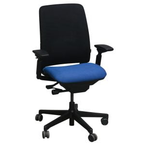 Steelcase Amia Used 3D Mesh Back Task Chair, Black and Sapphire Blue