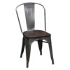 DHP Fusion Used Distressed Finish Antique Gun Metal Chair, Wood Seat