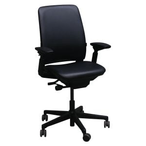 Steelcase Amia Used PU Leather Task Chair, Satin Black