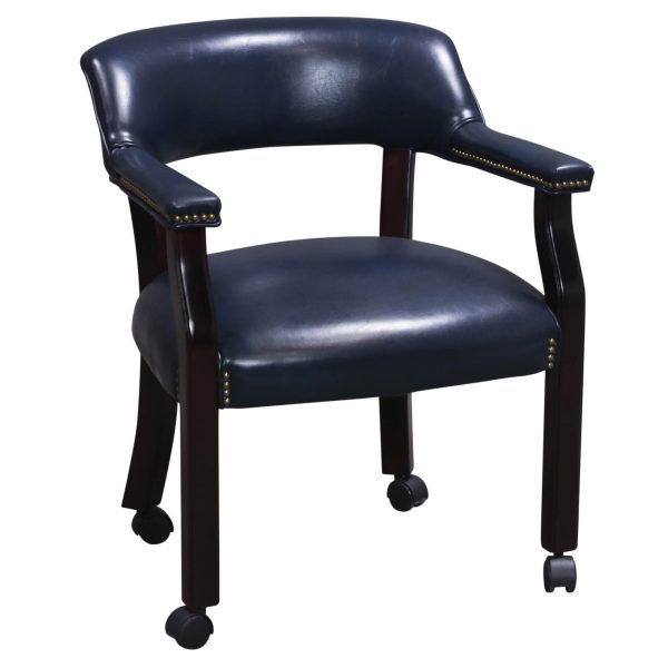 Used Leather Conference Chair, Blue