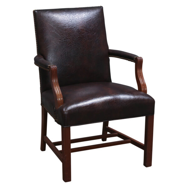 Used Leather Wood Guest Chair, Walnut