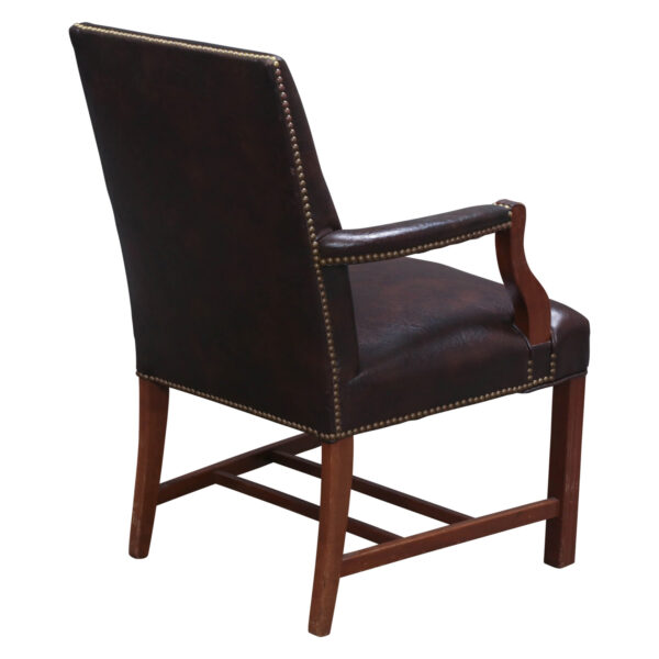 Used Leather Wood Guest Chair, Walnut