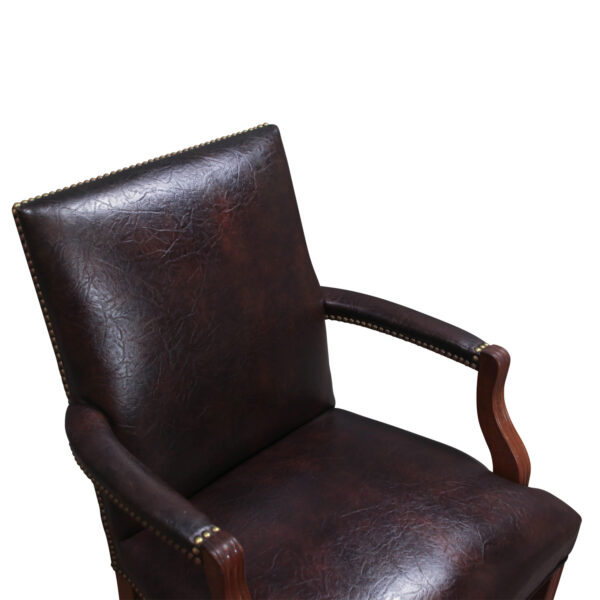 Used Leather Wood Guest Chair, Walnut