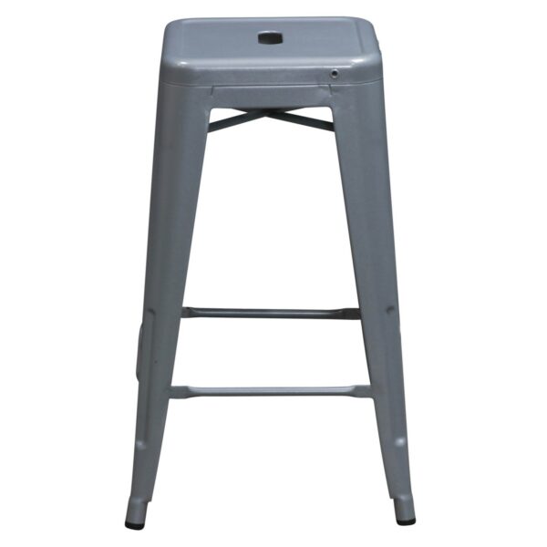 Used Metal Stacking Short Stool, Gray