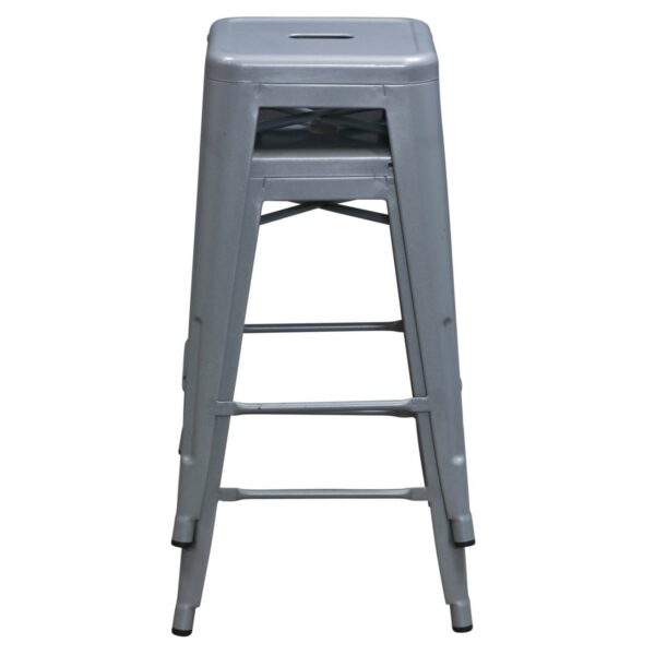 Used Metal Stacking Short Stool, Gray