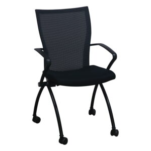 Haworth X640 Used Mobile Mesh Nesting Chair, Black