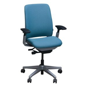 Steelcase Amia Used Task Chair w Platinum Frame, Blue